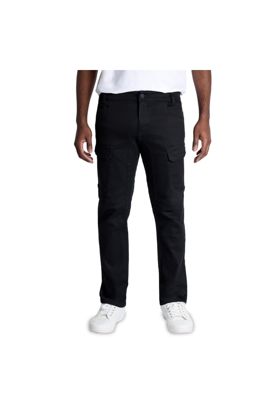 Men's Stretch Cargo Pants, Casual Flex Hiking Multi-Pocket Tactical Work Slim Fit Cargo Pants for Men, Jet Black, 34X30