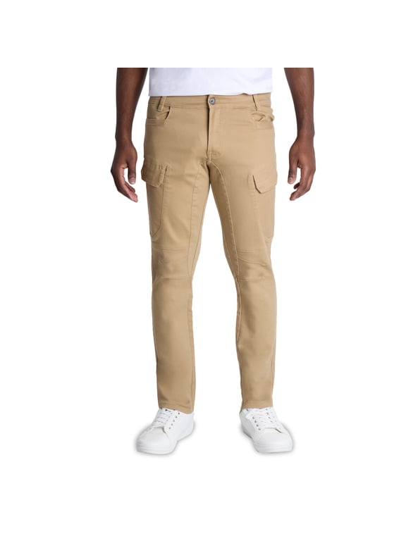Men's Stretch Cargo Pants, Casual Flex Hiking Multi-Pocket Tactical Work Slim Fit Cargo Pants for Men, Khaki, 30X30