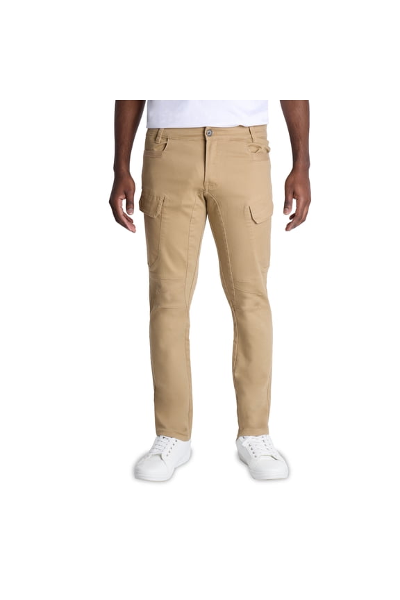 Men's Stretch Cargo Pants, Casual Flex Hiking Multi-Pocket Tactical Work Slim Fit Cargo Pants for Men, Khaki, 32X32