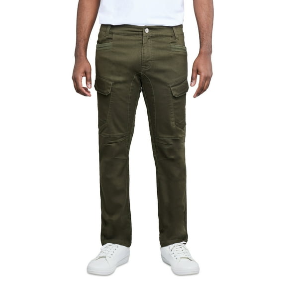 X RAY Men's Stretch Cargo Pants, Casual Flex Hiking Multi-Pocket Tactical Work Slim Fit Cargo Pants for Men, Olive, 38X32