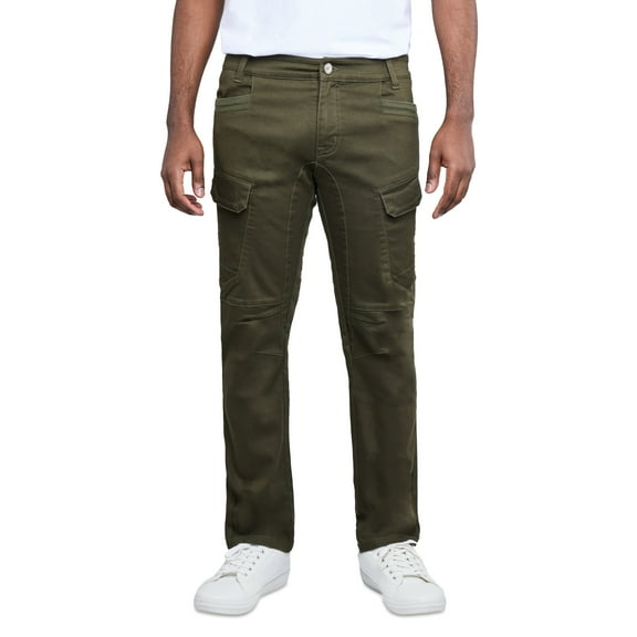 X RAY Men's Stretch Cargo Pants, Casual Flex Hiking Multi-Pocket Tactical Work Slim Fit Cargo Pants for Men, Olive, 40X32