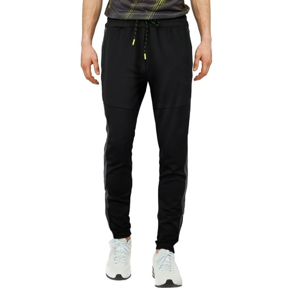 X RAY JEANS Mens XRAY Sport Joggers, Black/Charcoal/Neon Green, 2XL