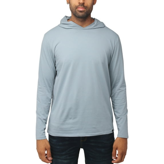 X RAY Jeans Men's Long Sleeve Hooded T-Shirt, Slate Blue, XL