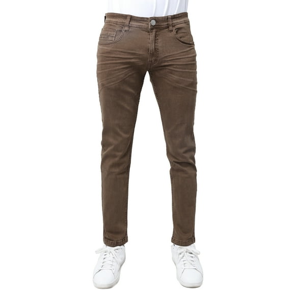 X RAY Jeans Men's Slim Fit Skinny Stretch Comfy Washed Denim Colored Jeans Pants, Dark Brown - 91159, 38W X 32L