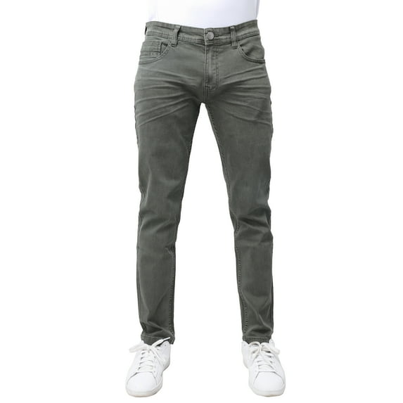 X RAY Jeans Men's Slim Fit Skinny Stretch Comfy Washed Denim Colored Jeans Pants, Olive - 91159, 38W X 32L