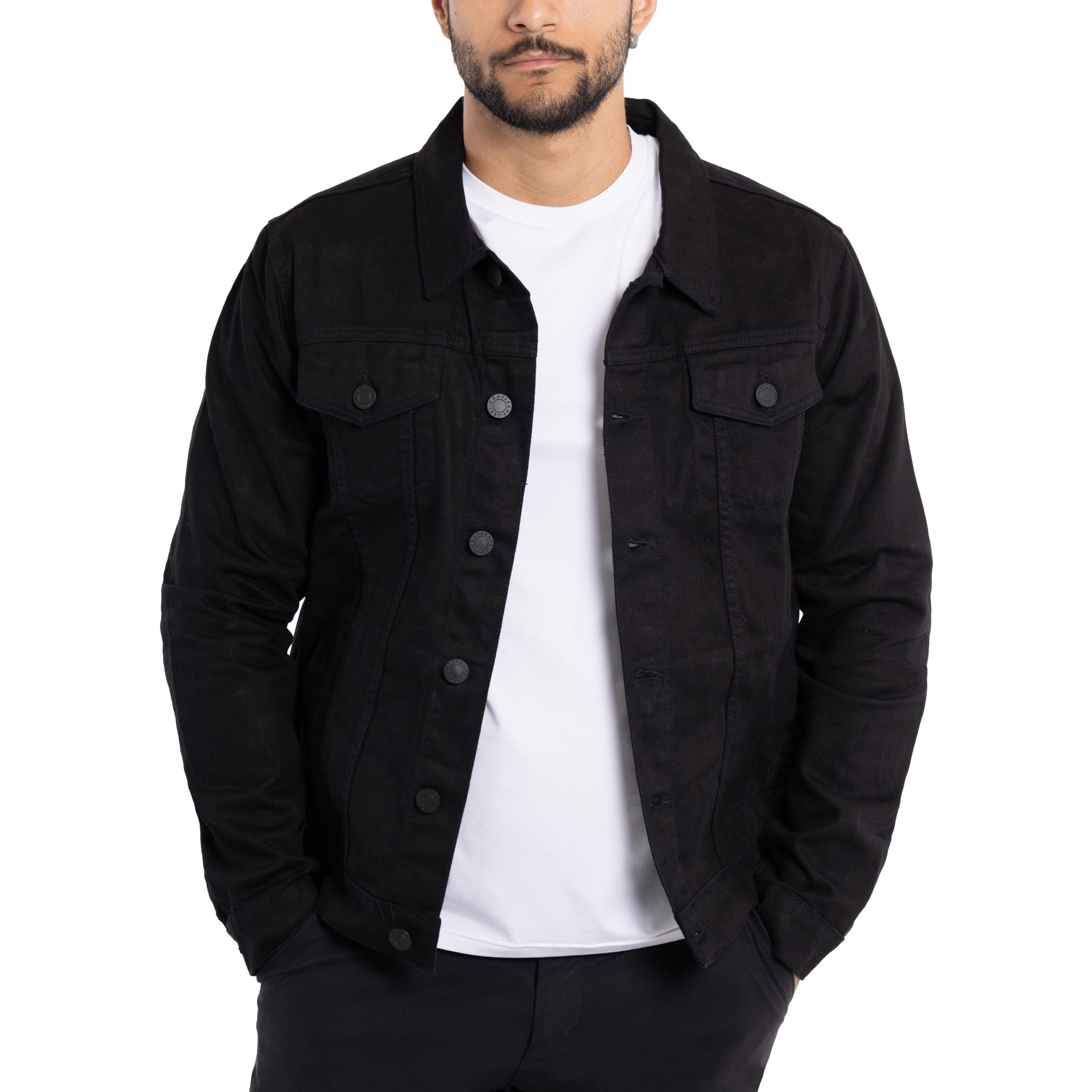 X Ray Jeans Mens Denim Jacket, Jet Black Distressed Rugged Design
