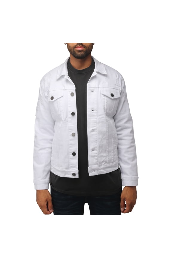 Mens Denim Jacket, White, L