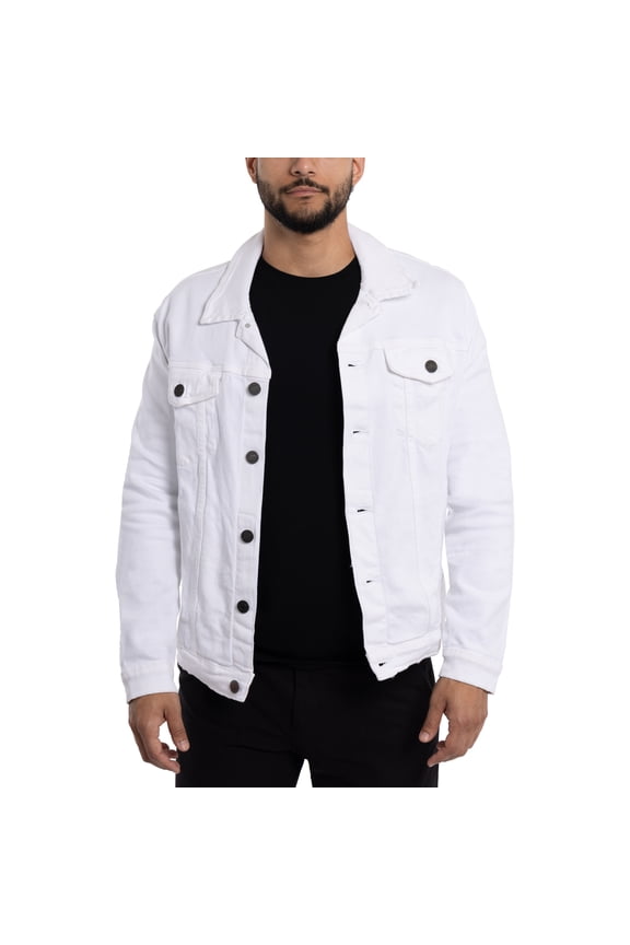 Jeans Mens Denim Jacket, White, XL
