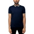thumbnail image 1 of X RAY Jeans Mens Short Sleeve Snap-Placket Polo, Navy/Mustard, S, 1 of 4