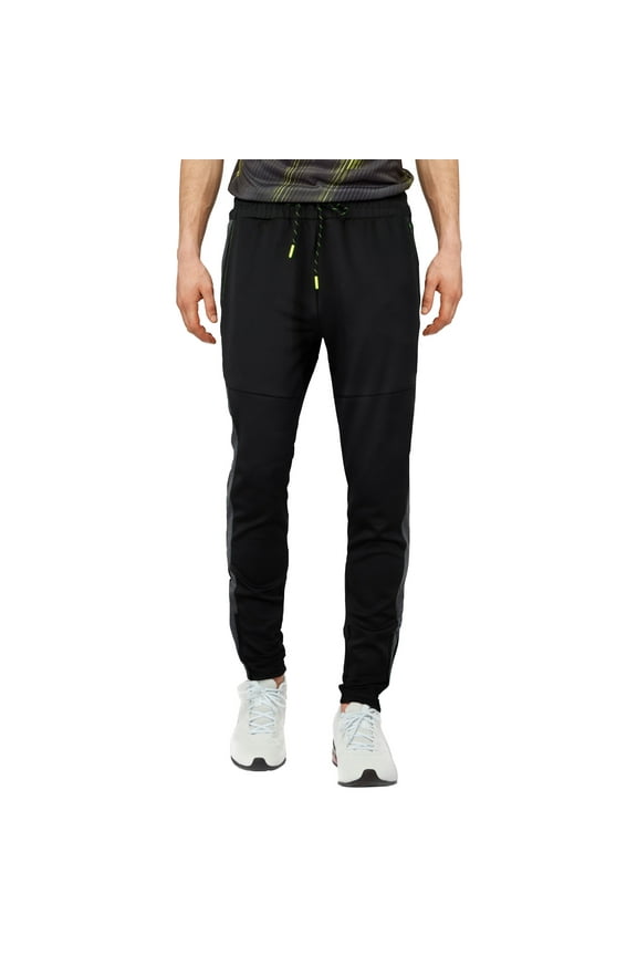 JEANS Mens XRAY Sport Joggers, Black/Charcoal/Neon Green, L