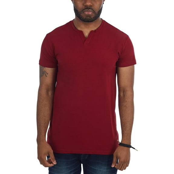 X RAY Men's Basic V-Notch Neck Short Sleeve T-Shirt, Burgundy, L