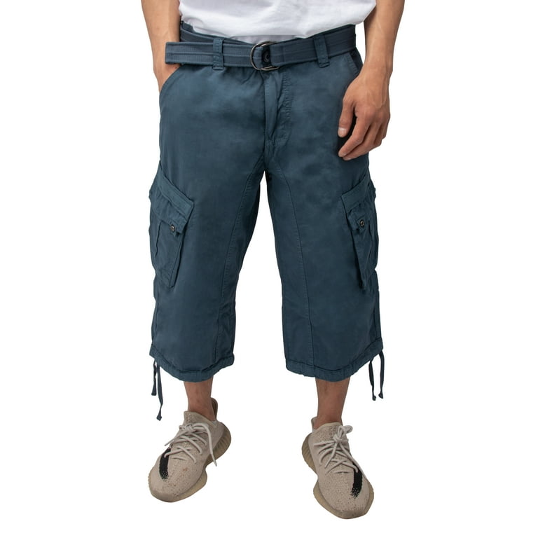 X RAY Men's Belted Cargo Long Shorts 18 Inseam Below Knee Length