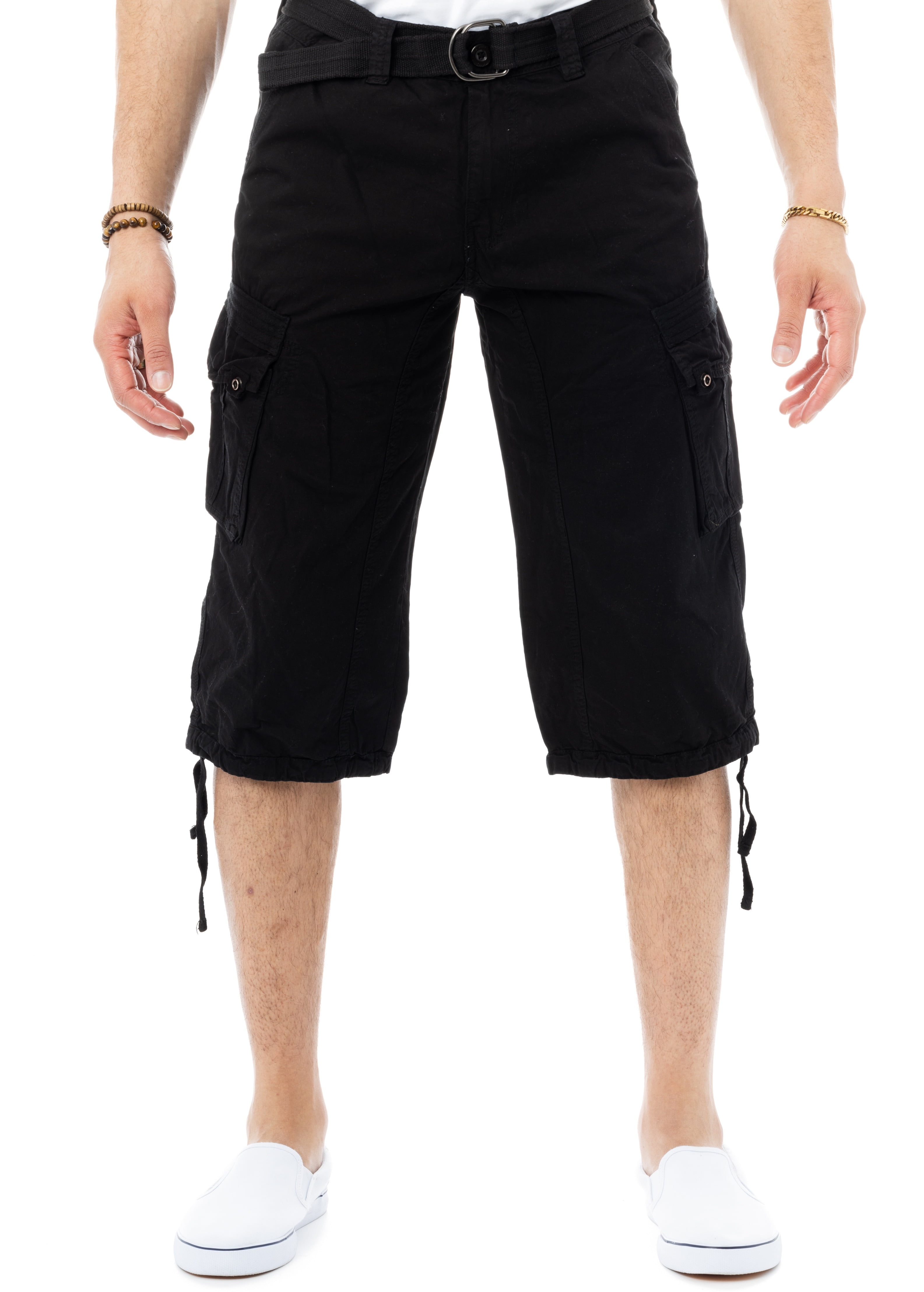 AOYOG Men's Cargo Shorts 3/4 Relaxed Fit Below Knee Capri Cargo Pants  Cotton Dark Army Green | Amazon.com