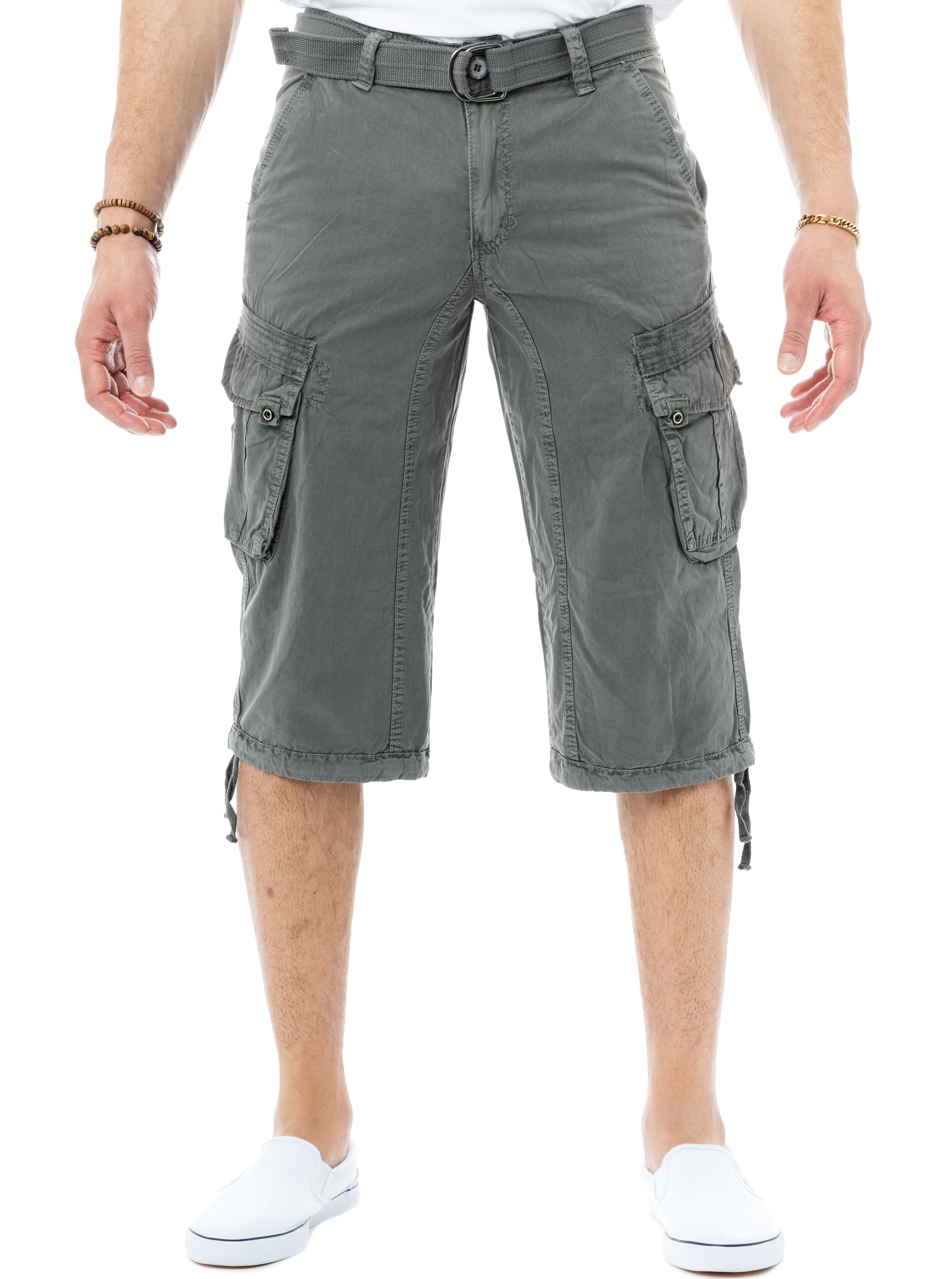 Men 3/4 Length Cropped Pants Shorts Denim Capri Ripped Distressed