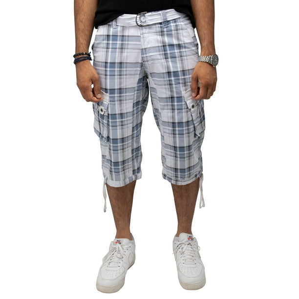 X RAY Men's Belted Long Cargo Shorts for Men, Below Knee Length Mens