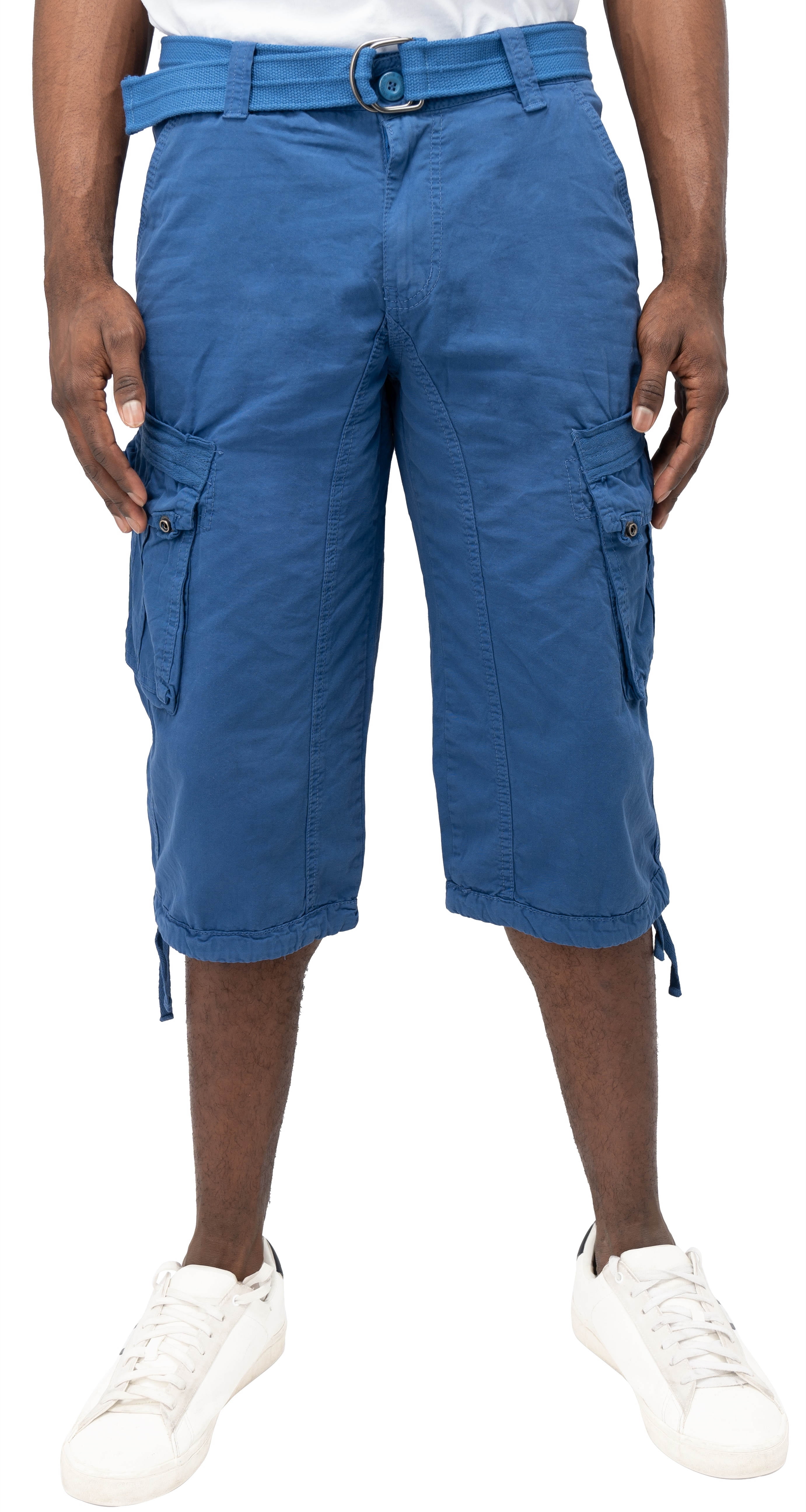 X RAY Men's Belted Long Cargo Shorts for Men, Below Knee Length Mens