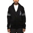 thumbnail image 1 of X RAY JEANS Mens Shawl Collar Heavy Gauge Cardigan with City Patch, Black, M, 1 of 9
