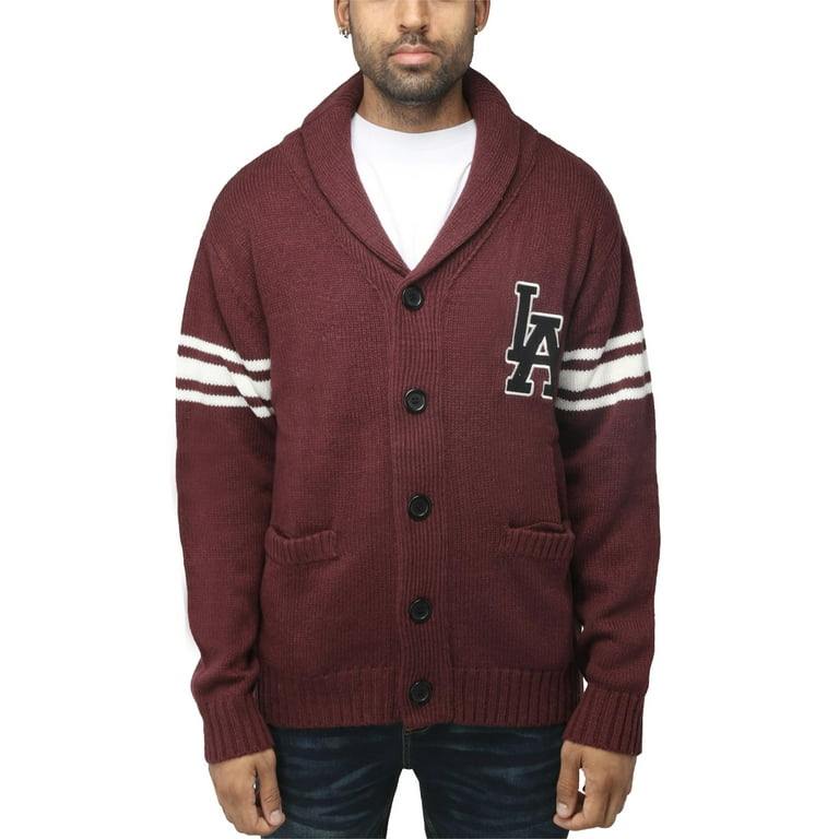 X RAY JEANS Mens Shawl Collar Heavy Gauge Cardigan with City Patch Burgundy S Walmart