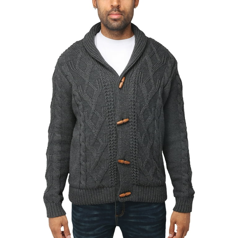 X Ray Men s Shawl Collar Knit Cardigan Charcoal 6XL