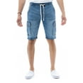 thumbnail image 1 of X RAY Men's Cargo Pockets Elastic Waist Drawstring Shorts Slim Fit Casual Stretch Knee Length Denim Shorts, Med Blue, 1 of 7