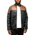 thumbnail image 1 of X RAY Jeans Mens Grainy PU Jacket Quilted Sleeves with Faux Shearling Lining, Brown/Black, S, 1 of 8