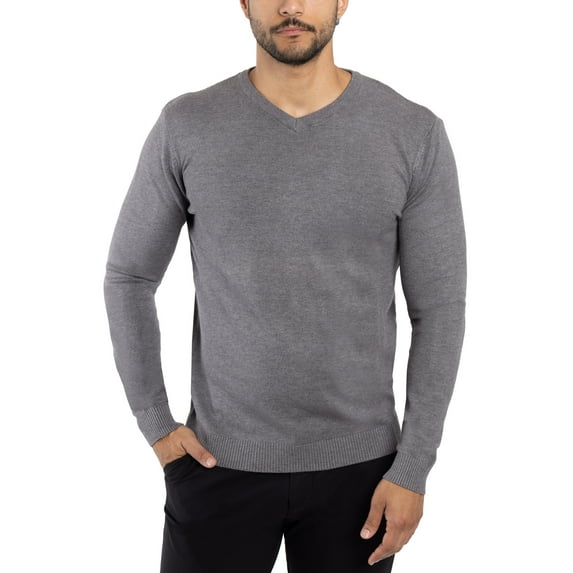 X RAY JEANS Mens Basic V-Neck Sweater Pullover, Charcoal, 4XL