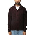 thumbnail image 1 of X RAY JEANS Mens Shawl Collar Cable Knit Cardigan, Burgundy, S, 1 of 6