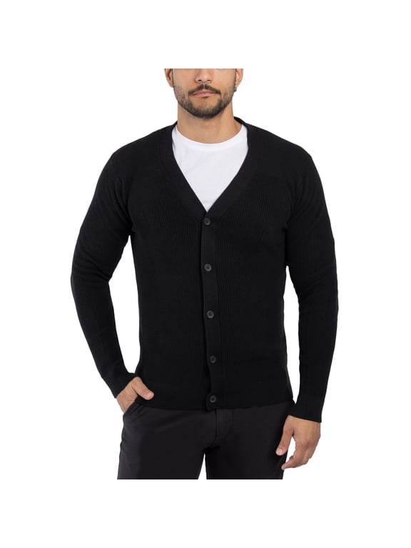 JEANS Mens Cotton Cardigan Sweater, Black, 4XL