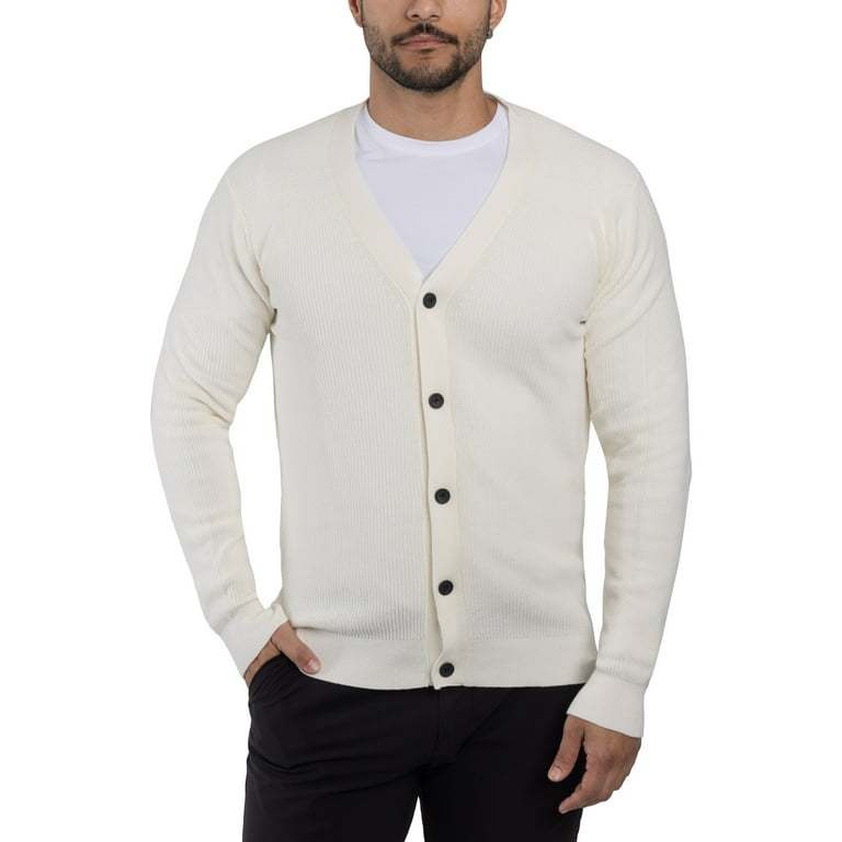 x Ray Men s Cotton Cardigan Sweater White 3XL