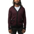 thumbnail image 1 of X RAY JEANS Mens Herringbone Cardigan Sweater, Oxblood/Black, 3XL, 1 of 5