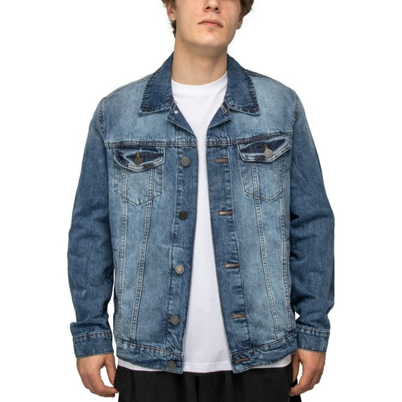 X RAY Jeans Mens Denim Jacket, Med Wash, 2XL