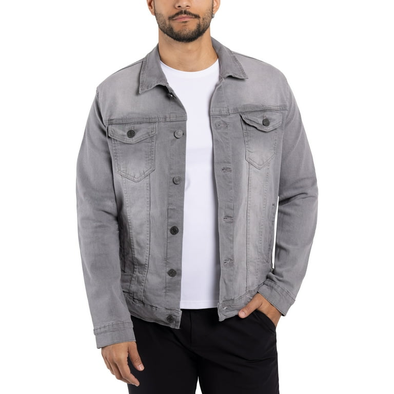 Grey Jean Jacket Mens X RAY Jeans Mens Denim Jacket, Med Grey, XL