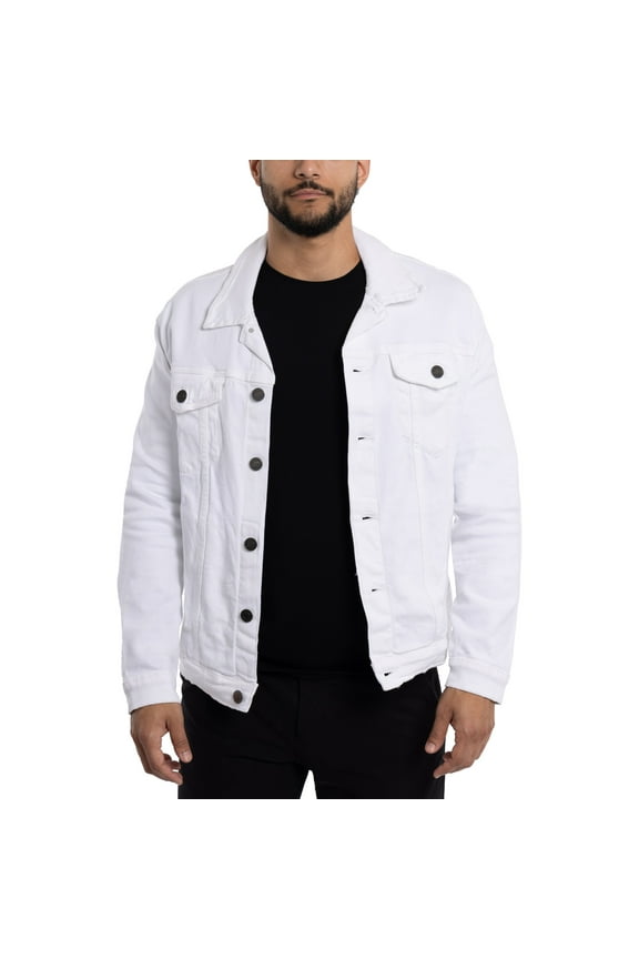 Jeans Mens Denim Jacket, White, L