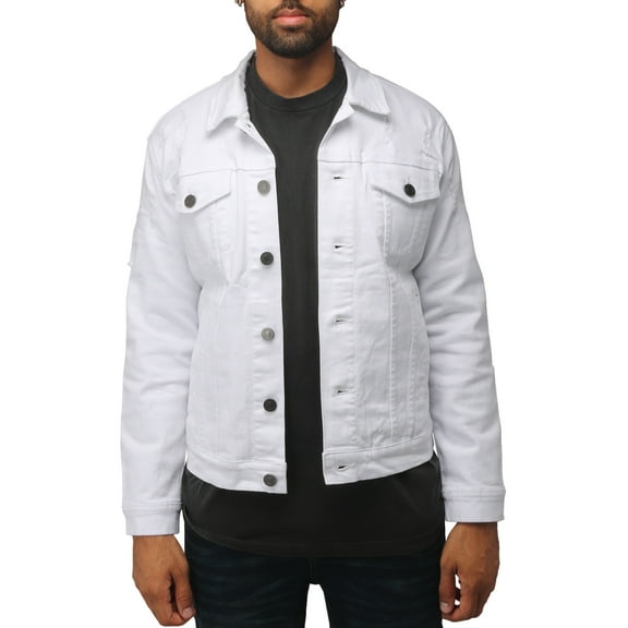 X RAY Jeans Mens Denim Jacket, White, XL