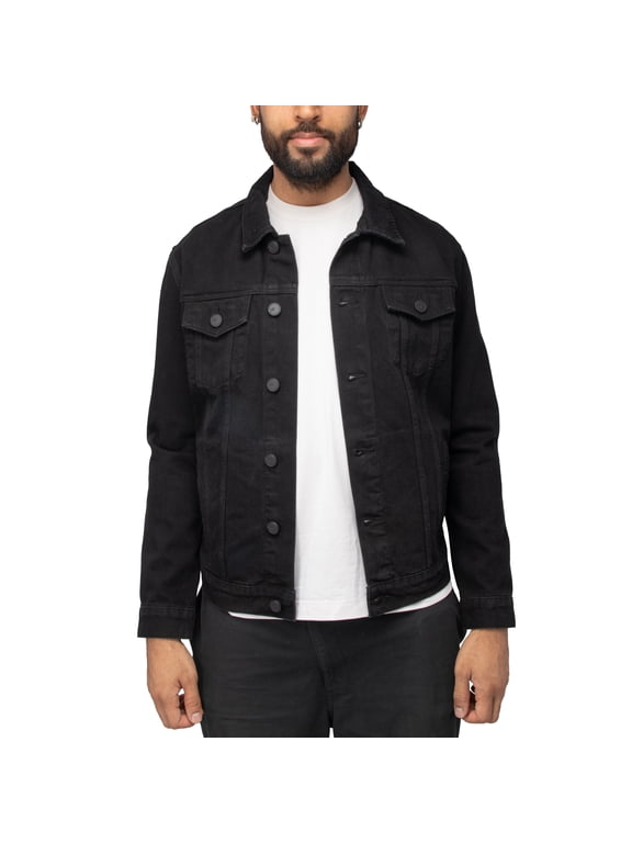 Jeans Mens Skulls Head On Denim Jacket, Jet Black, L