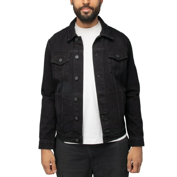 X RAY Jeans Mens Skulls Head On Denim Jacket, Jet Black, M