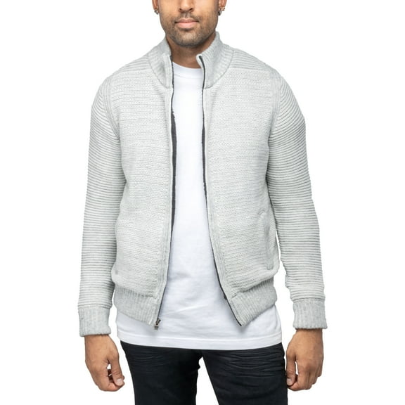 X RAY JEANS Mens Full-Zip High Neck Sweater Jacket, Cream, 3XL