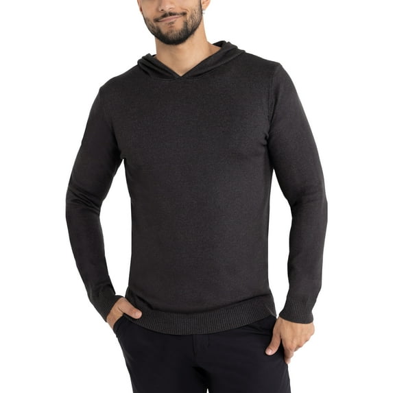 X RAY JEANS Mens Basic Hooded Sweater, Heather Charcoal, 3XL