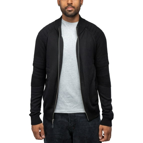 X RAY JEANS Mens Full-Zip Sweater Jacket, Black, 5XL