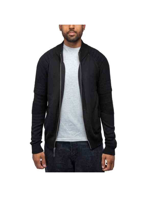 JEANS Mens Full-Zip Sweater Jacket, Black, M