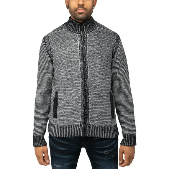 X RAY JEANS Mens Full-Zip High Neck Sweater Jacket, Navy, 5XL