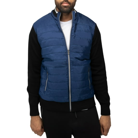 X RAY JEANS Mens Lightly Padded Hybrid Sweater Jacket, Blue, XL