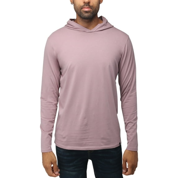 X RAY JEANS Mens Long Sleeve Hooded T-Shirt, Dusty Lavender, M