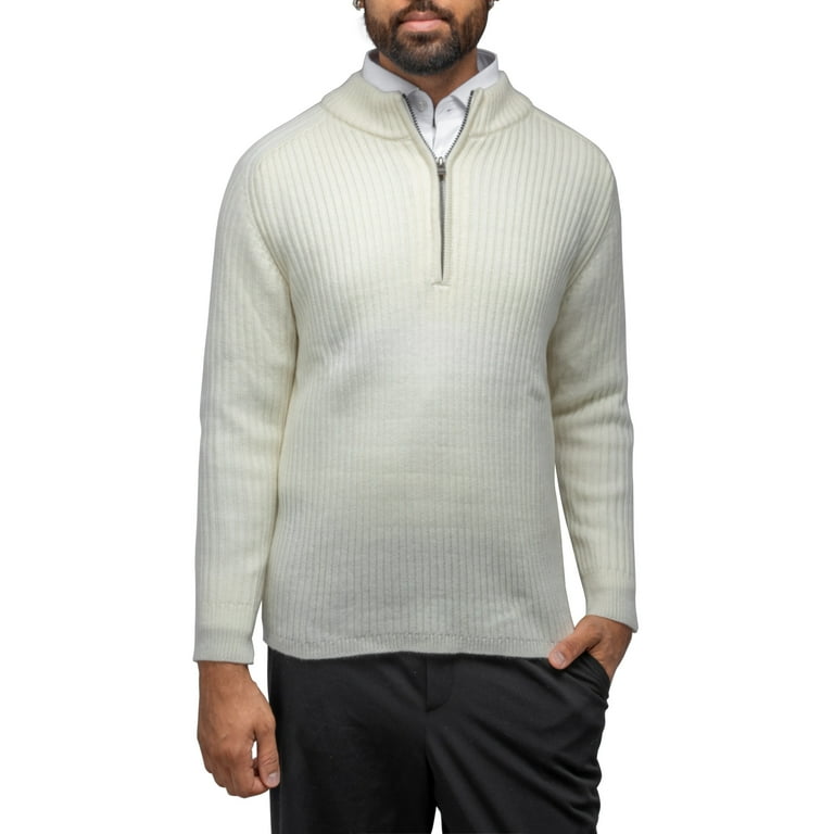 X RAY JEANS Mens Ribbed Mock Neck Quarter Zip Sweater Off White L Walmart