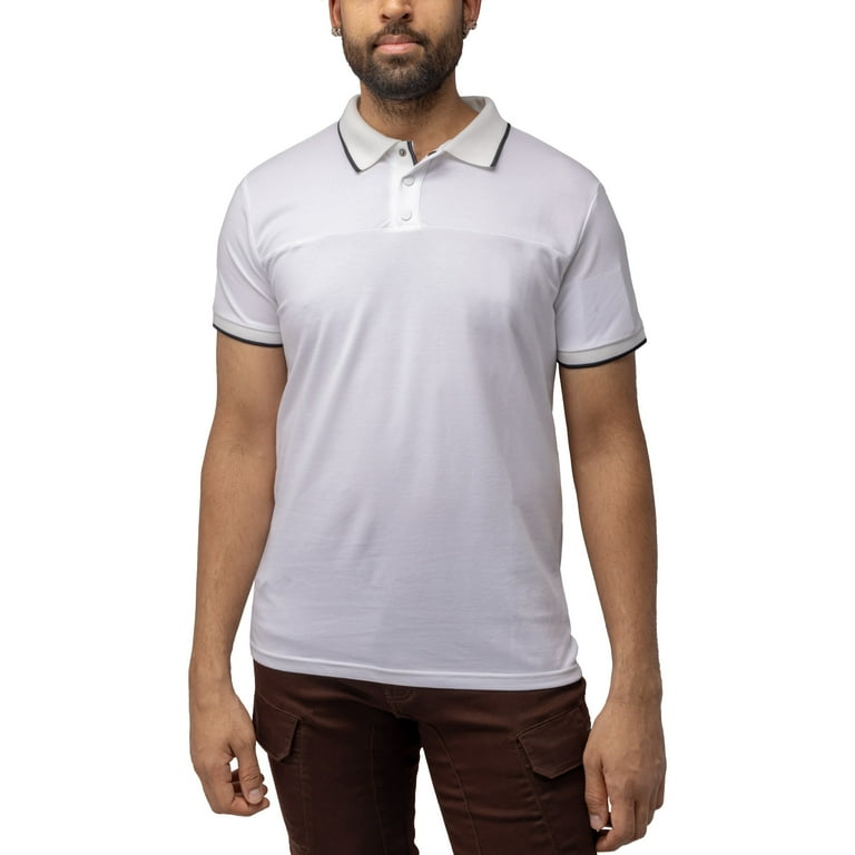 X RAY Jeans Mens Short Sleeve Pieced Pique Tipped Polo, White, 2XL X RAY Jeans Mens Short Sleeve Pieced Pique Tipped Polo, White, 2XL