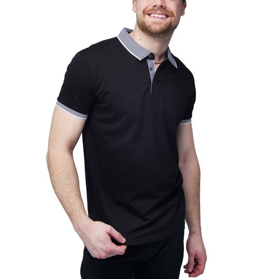 X RAY Men's Slim Athletic Fit Short Sleeve Performance Stretch Cotton Polo Shirt, Black, 3X-Large