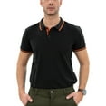 thumbnail image 1 of X RAY Jeans Mens Basic Short Sleeve Tipped Polo, Black/Vermillion, 3XL, 1 of 6