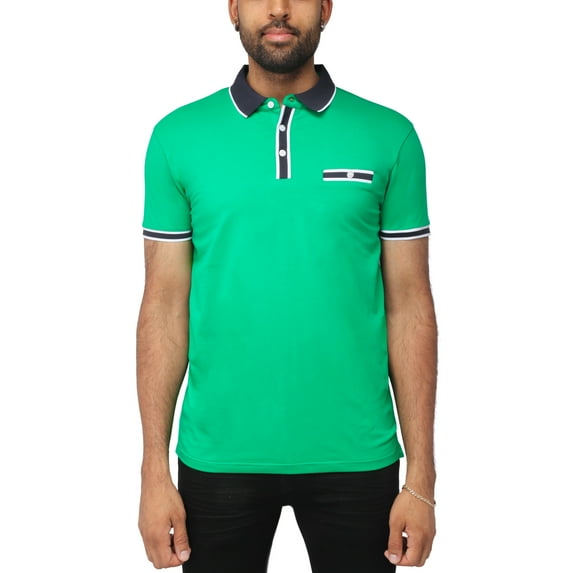 X RAY Jeans Mens Basic Short Sleeve Polo Shirt, Kelly Green, L