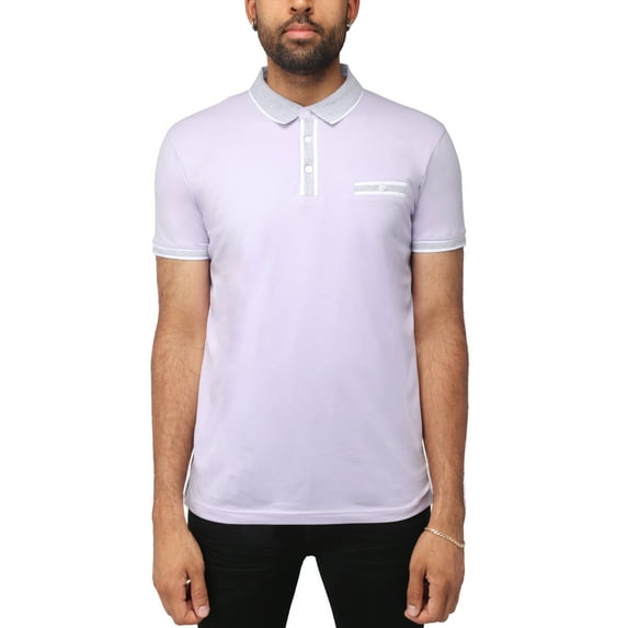 X RAY Men's Slim Athletic Fit Short Sleeve Performance Stretch Cotton Polo Shirt, Lavender, Small