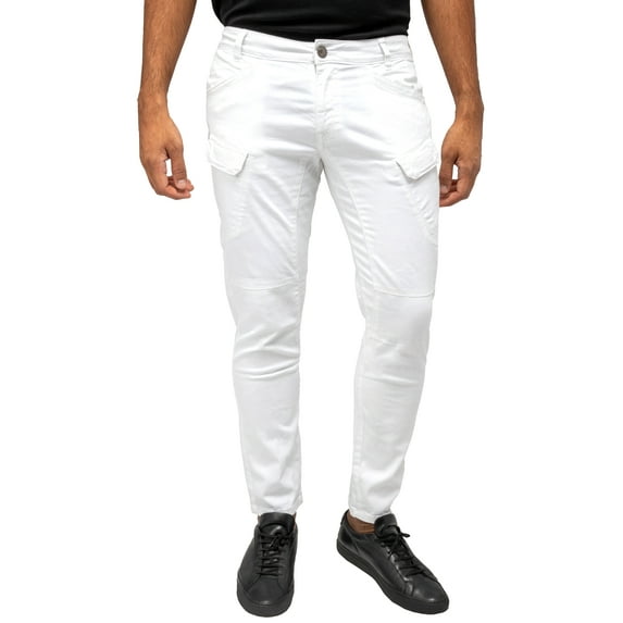 X RAY Men's Slim-Fit Stretch Cargo Pants, Flex Hiking Casual Multi Pockets Work Pant, White, 34W X 30L